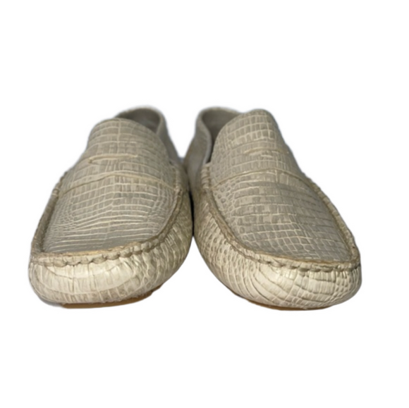 Cole Haan Trillby driving Moccasin penny loafer Leather Crocodile 8 white chic - Picture 8 of 16